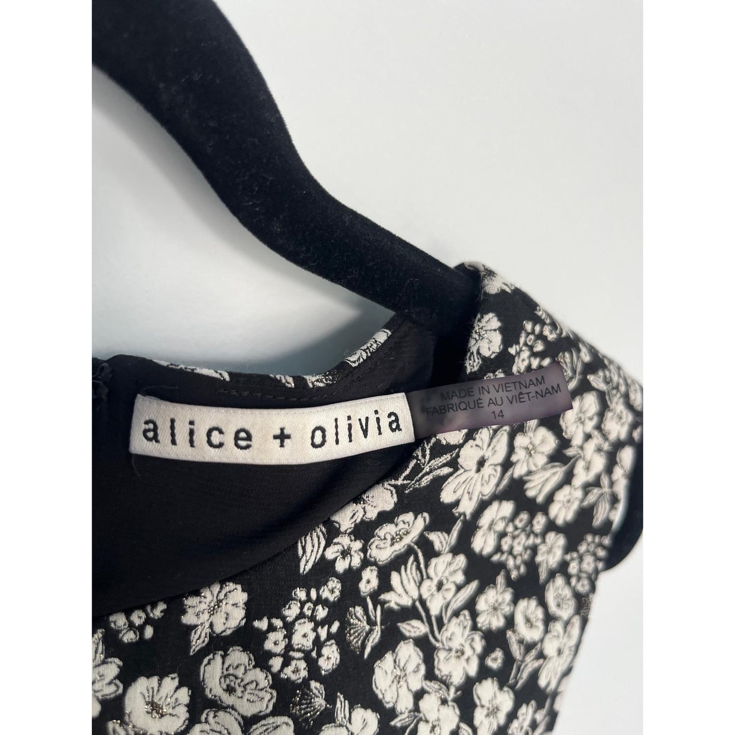 Alice + Olivia Mini Dress Women 14 Floral Sleeveless Black White Party