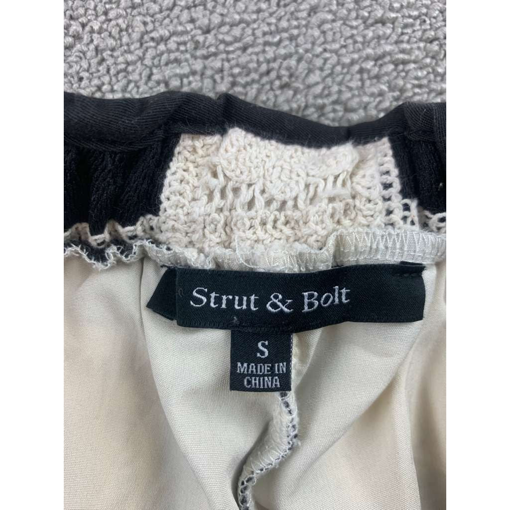 Strut & Bolt Women S Black White Crochet Lounge Shorts Checkerboard Drawstring