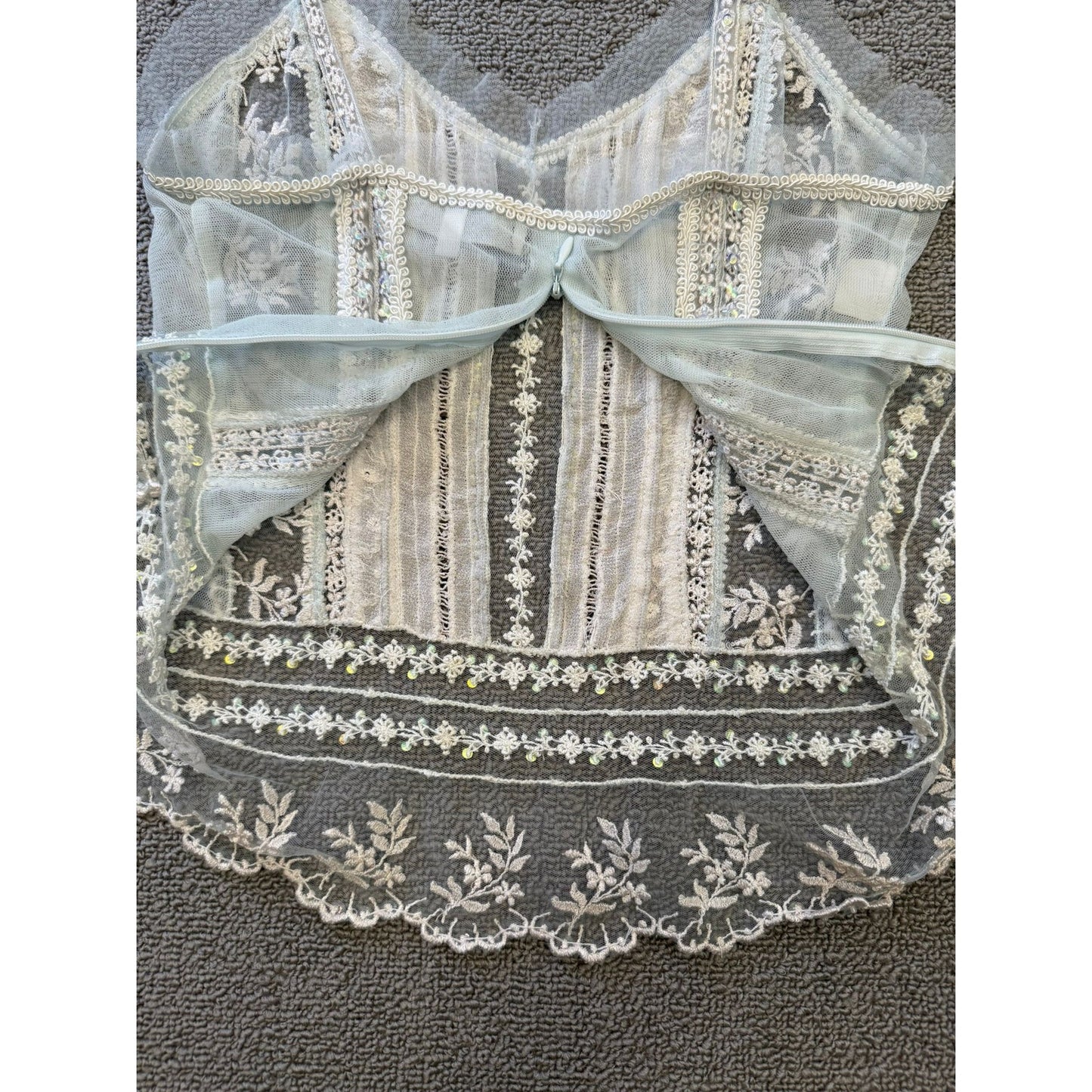 Mónica Socolovsky Female Sheer Lace Sequined Camisole Top Size 36 Blouse