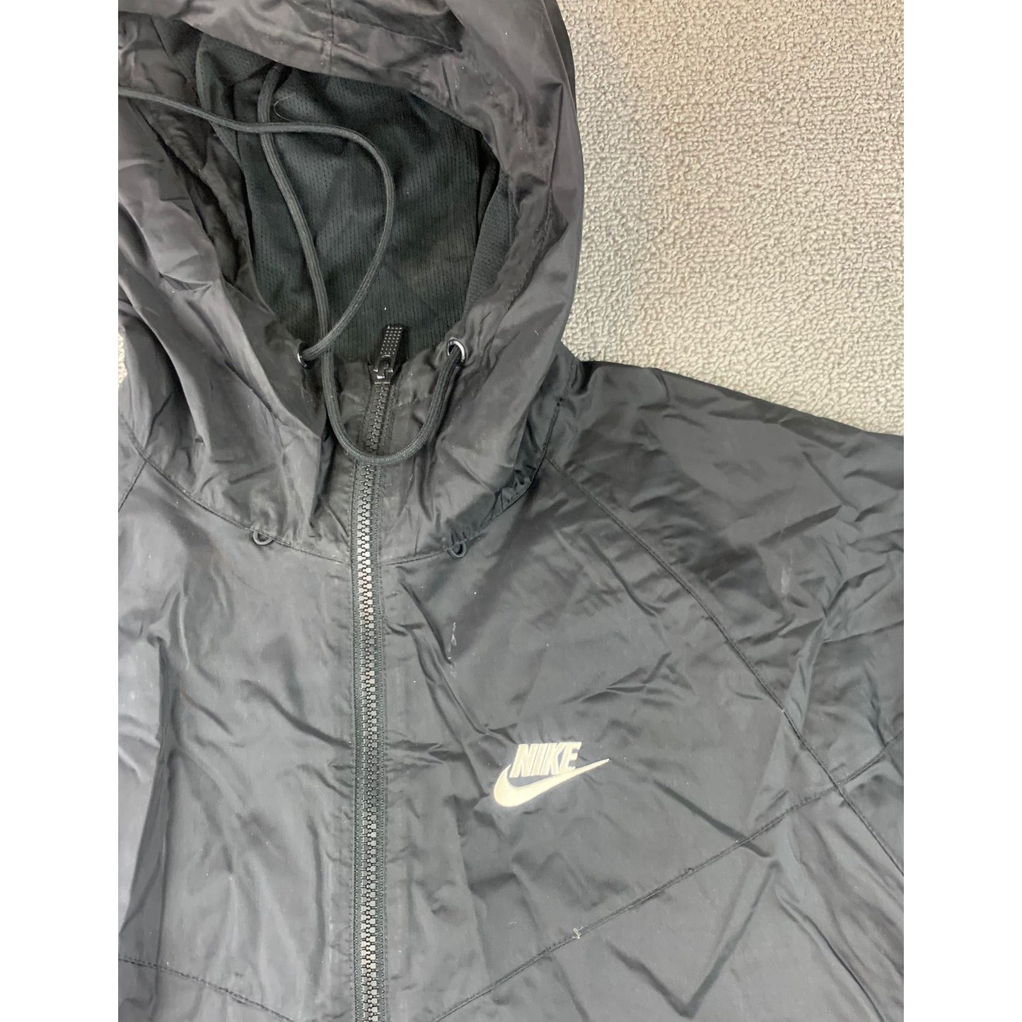 Nike Men's Small Sportswear Windbreaker Jacket All Black Nylon Shell