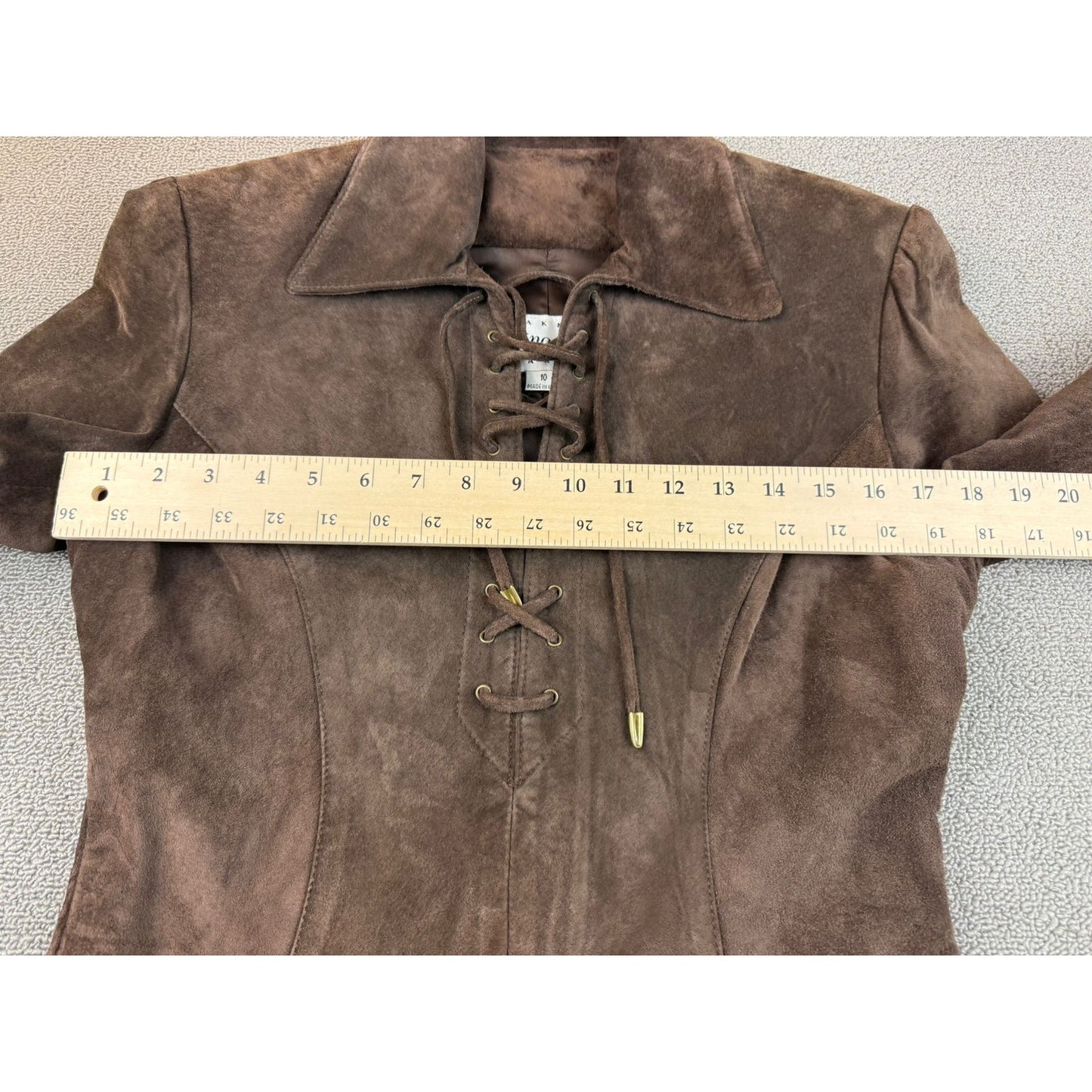 Vintage Vakko Women's Size 10 Brown Suede Lace Up Front Dress