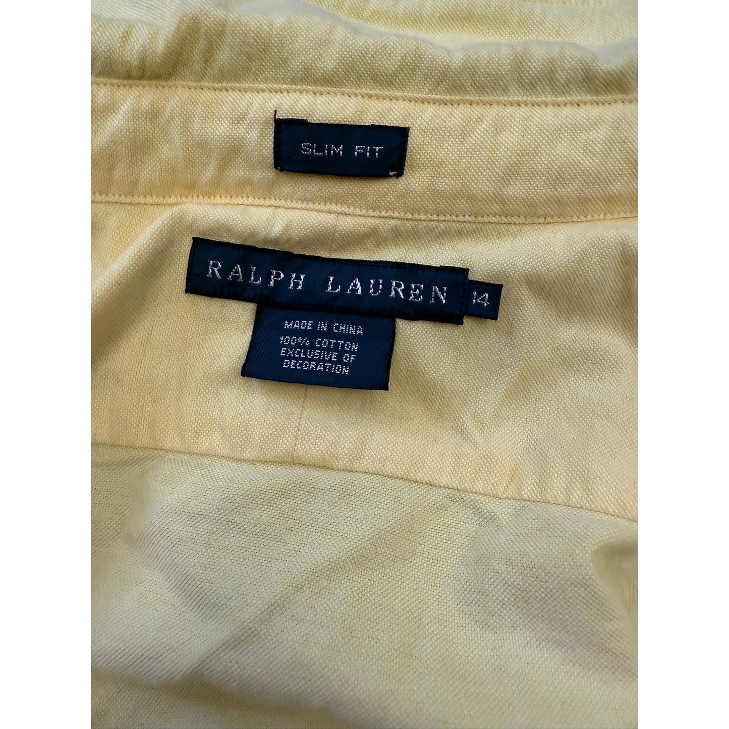 Ralph Lauren Men's 14 Vintage Oxford Yellow Long Sleeve Button Shirt