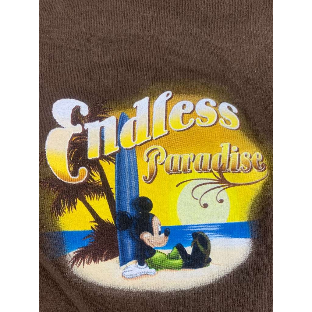 Disney Men's Size Large Brown Endless Paradise Mickey Mouse Graphic Graphic Tee