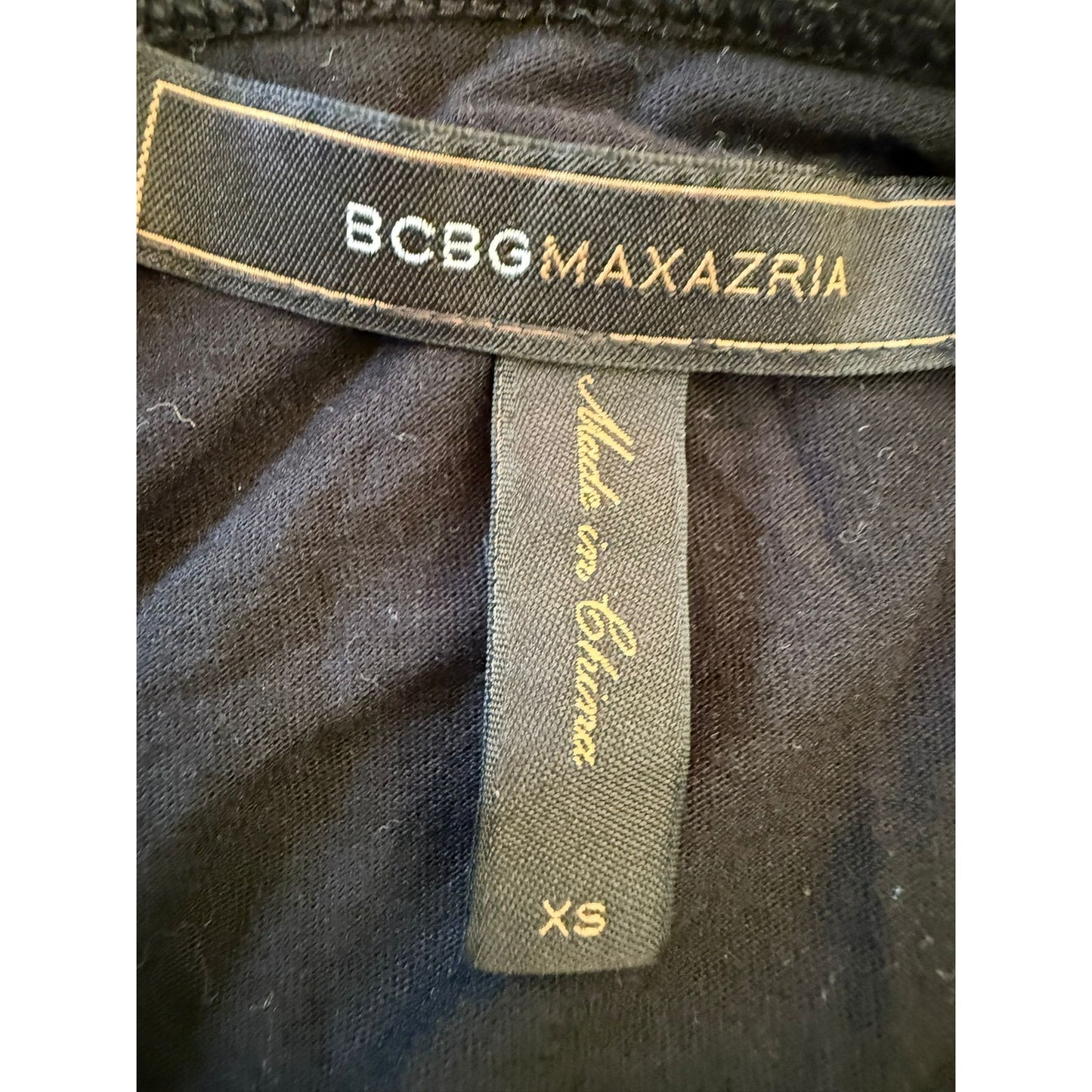 BCBG MAXAZRIA Womens Size XS Black Fringe Ruched Tank Top Boho Style