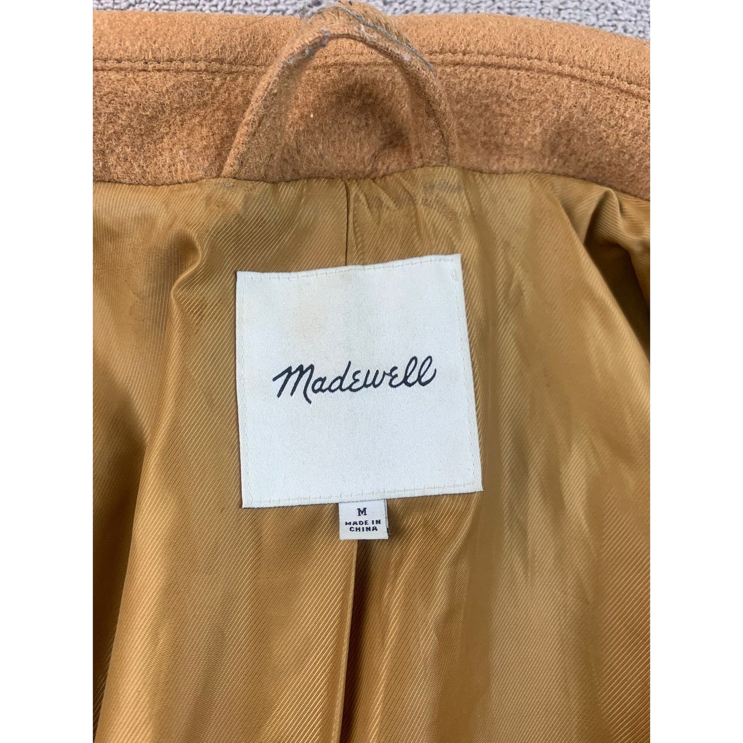 Madewell Women's Medium Brown Wool Duster Camel With Notch Lapels Coat