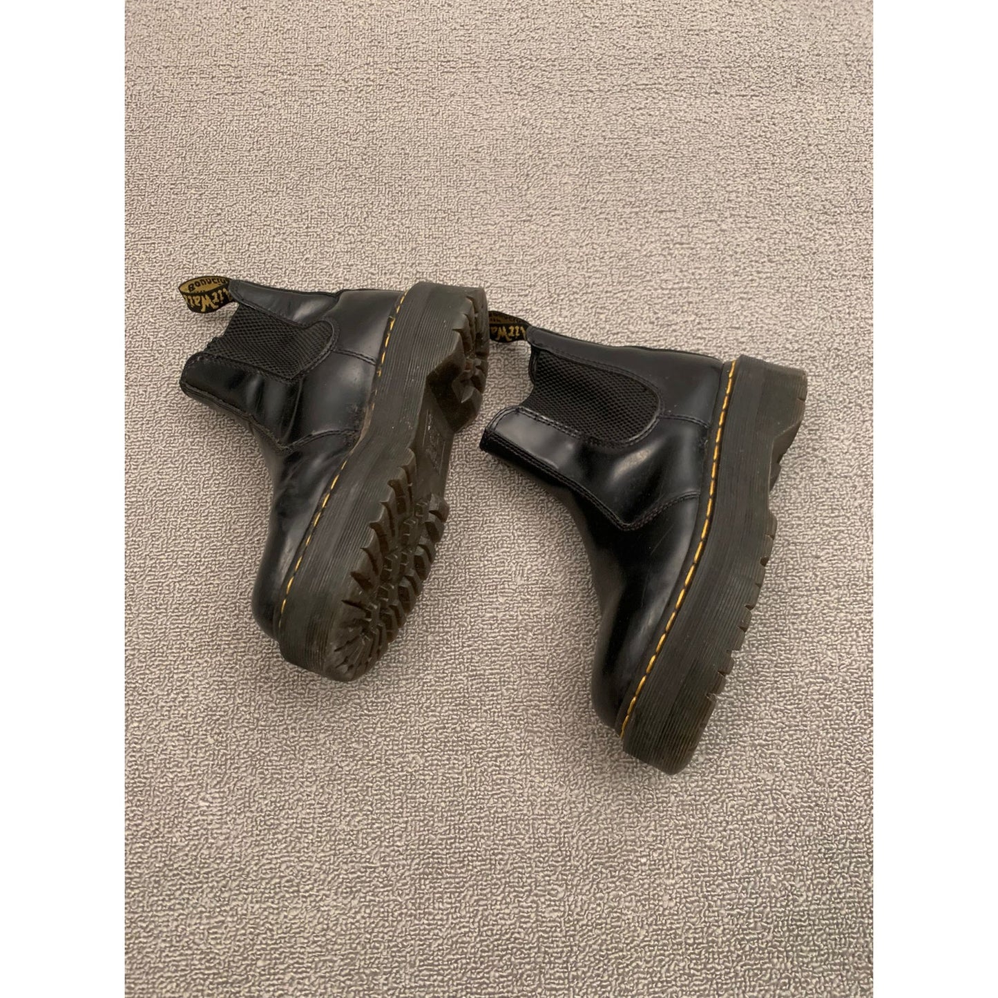 Dr Martens 2976 QUAD Platform Chelsea Boots Black Leather Size Mens 6 Women’s 7