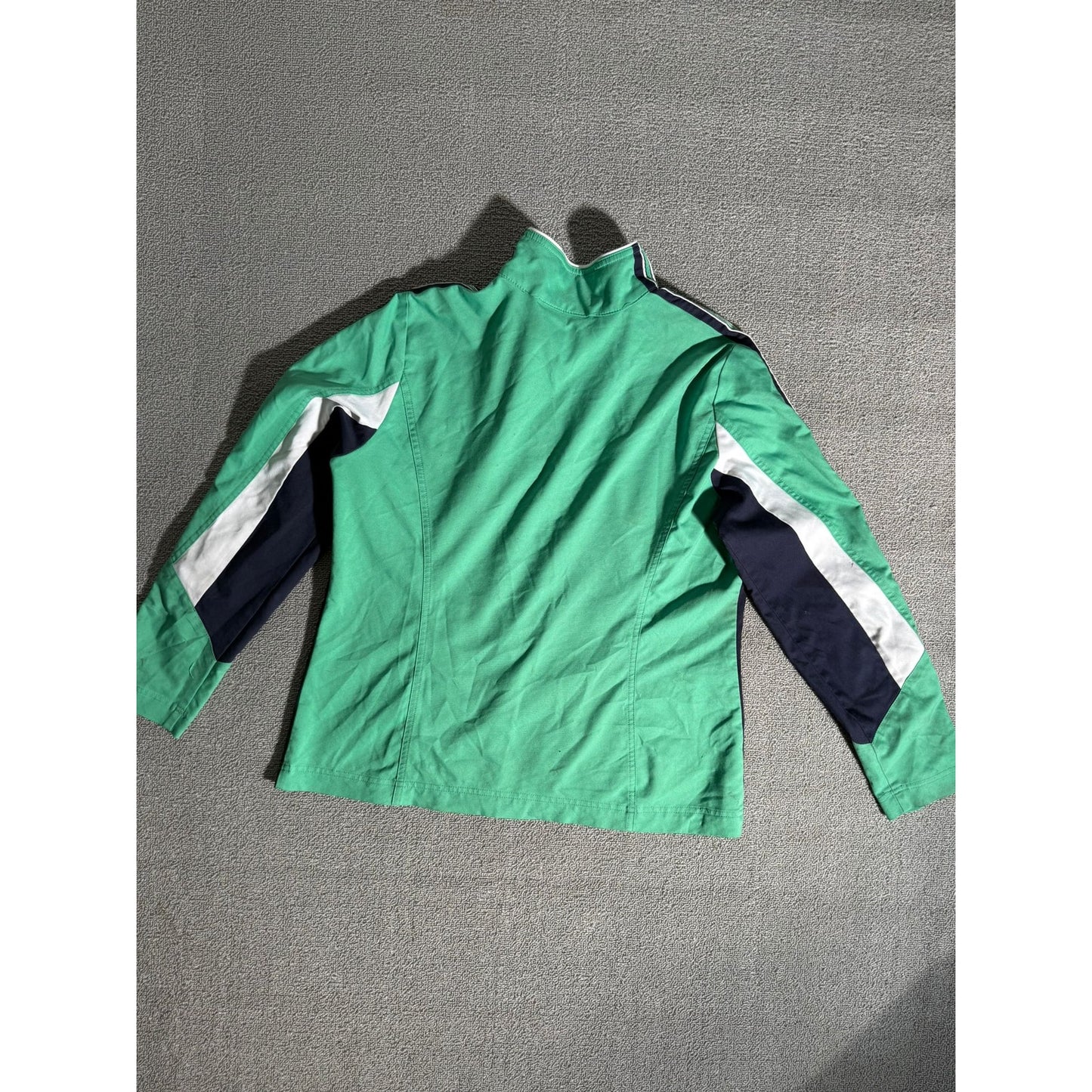 Green Navy Color White Turtleneck Jacket Women L Fall Athletic