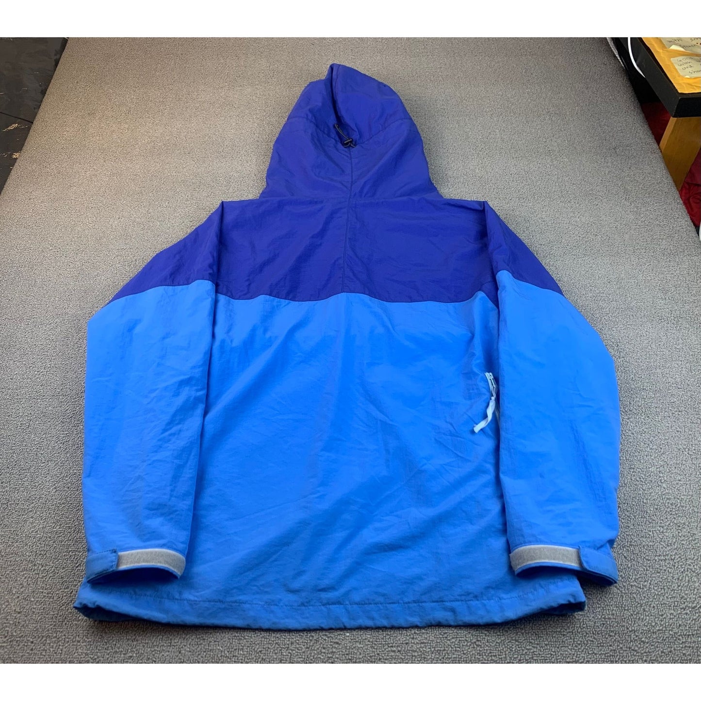 Press Victory Men's Medium Blue Pullover Anorak Hooded Windbreaker Made in USA