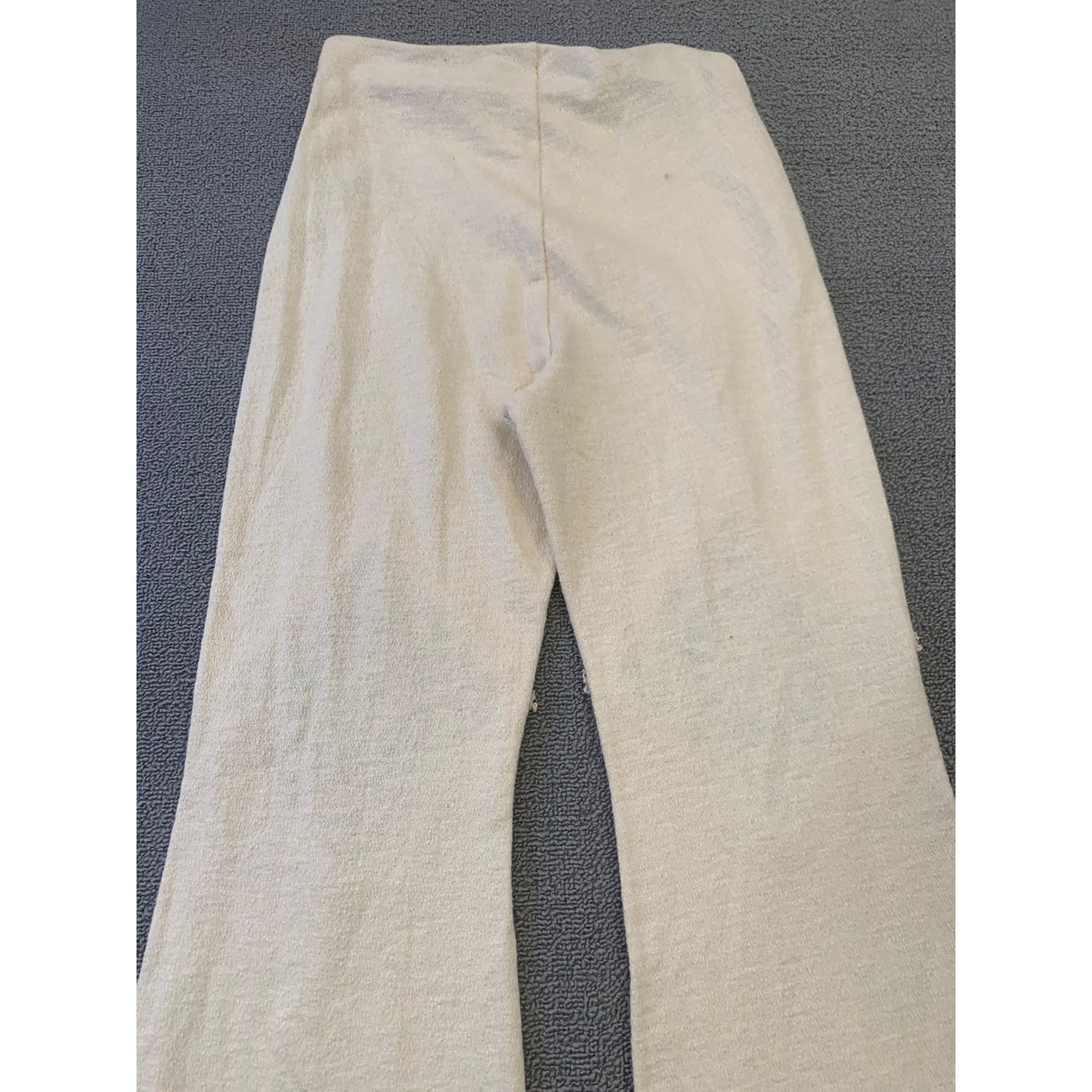 Acne Studios Women's S Beige Flare Pants Crochet Patches Pants
