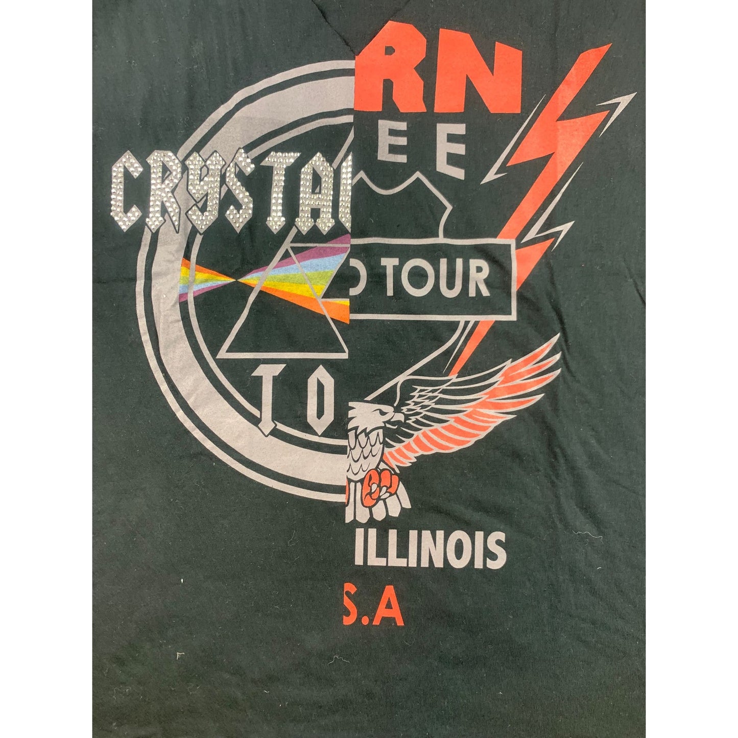 River Island Forever 21 M Black Crystal Lake Illinois Tour Rock Graphic T-Shirt