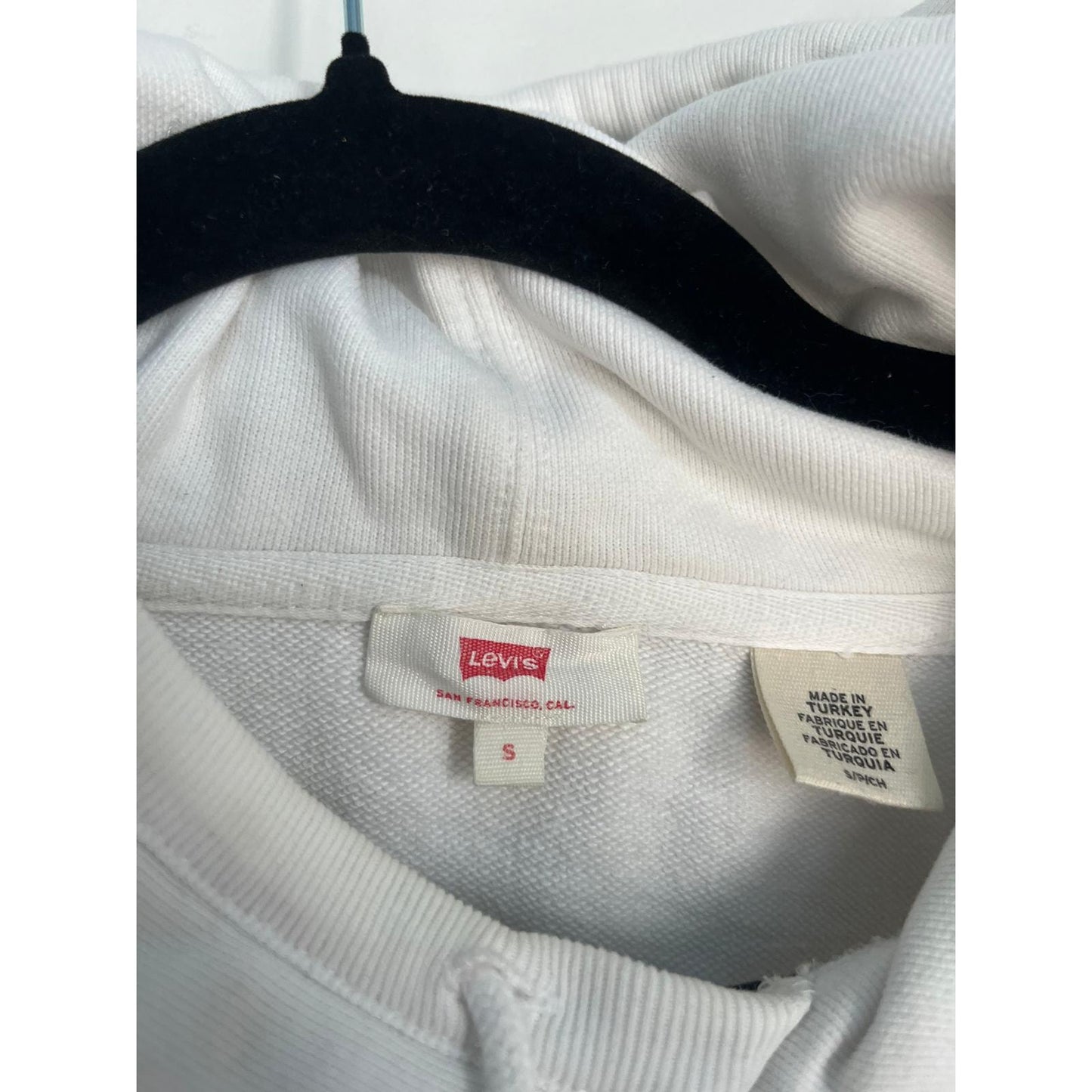 Levis Hoodie Women Small White Rainbow Logo Pullover Sweatshirt