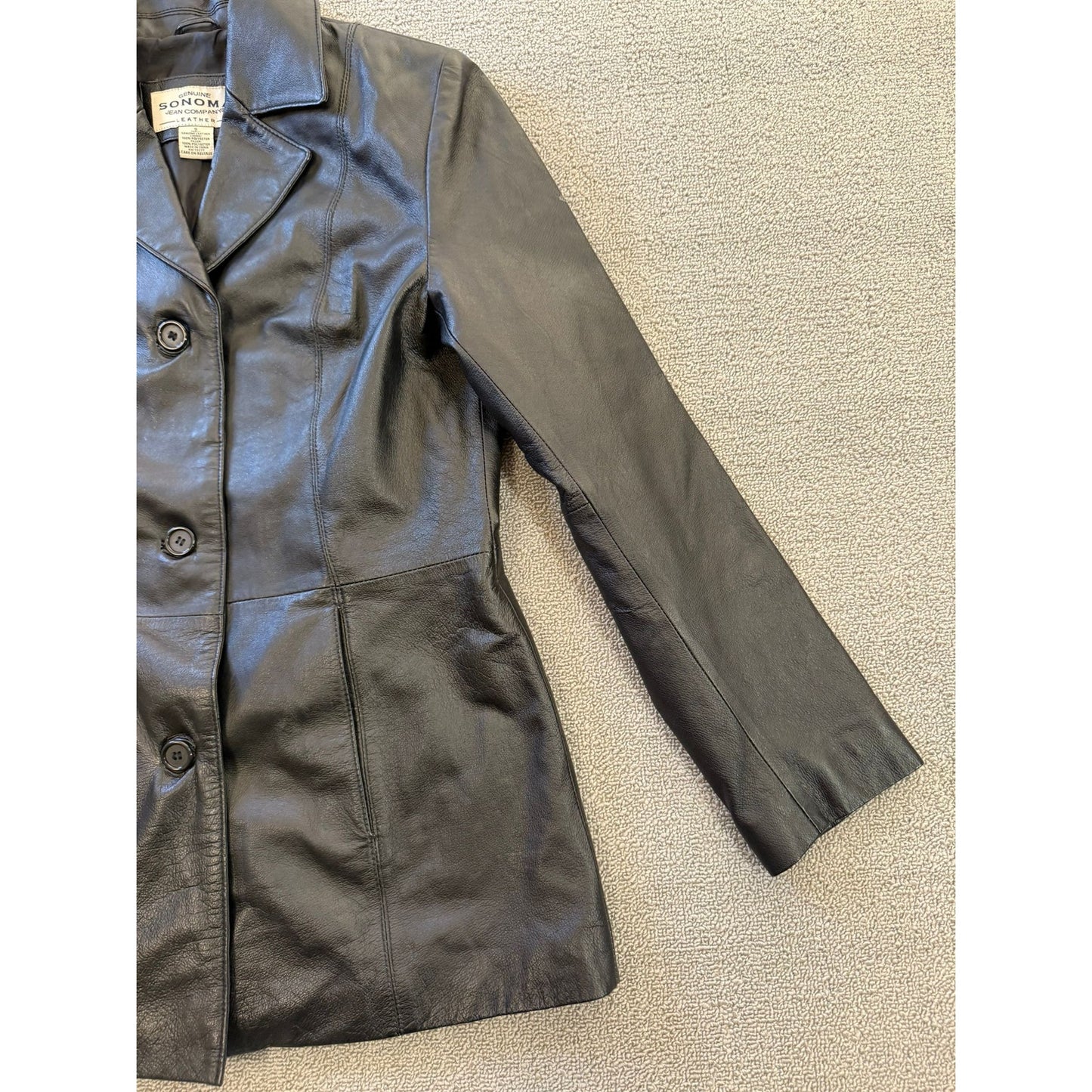 Sonoma Jean Company Small Women's Black Leather Jacket Zipper Closure