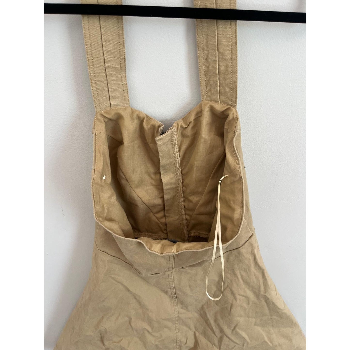 Bardot Halter Mini Dress Women XS Beige Zip Front Flared Cotton