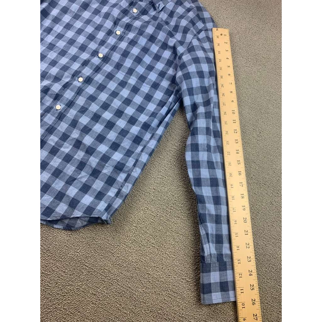 J. Crew Button Down Shirt Checkered Blue 100% Cotton Mauritius Made Size Small