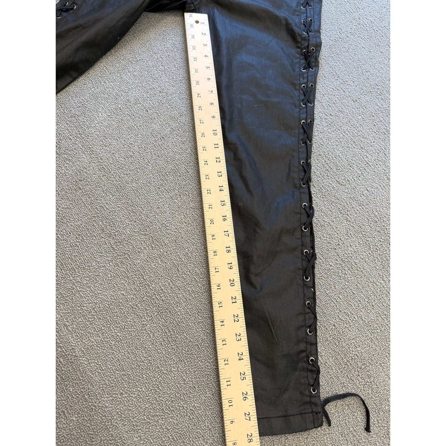 French Connection Women's Size 8 Black Coated Lace Up Pants