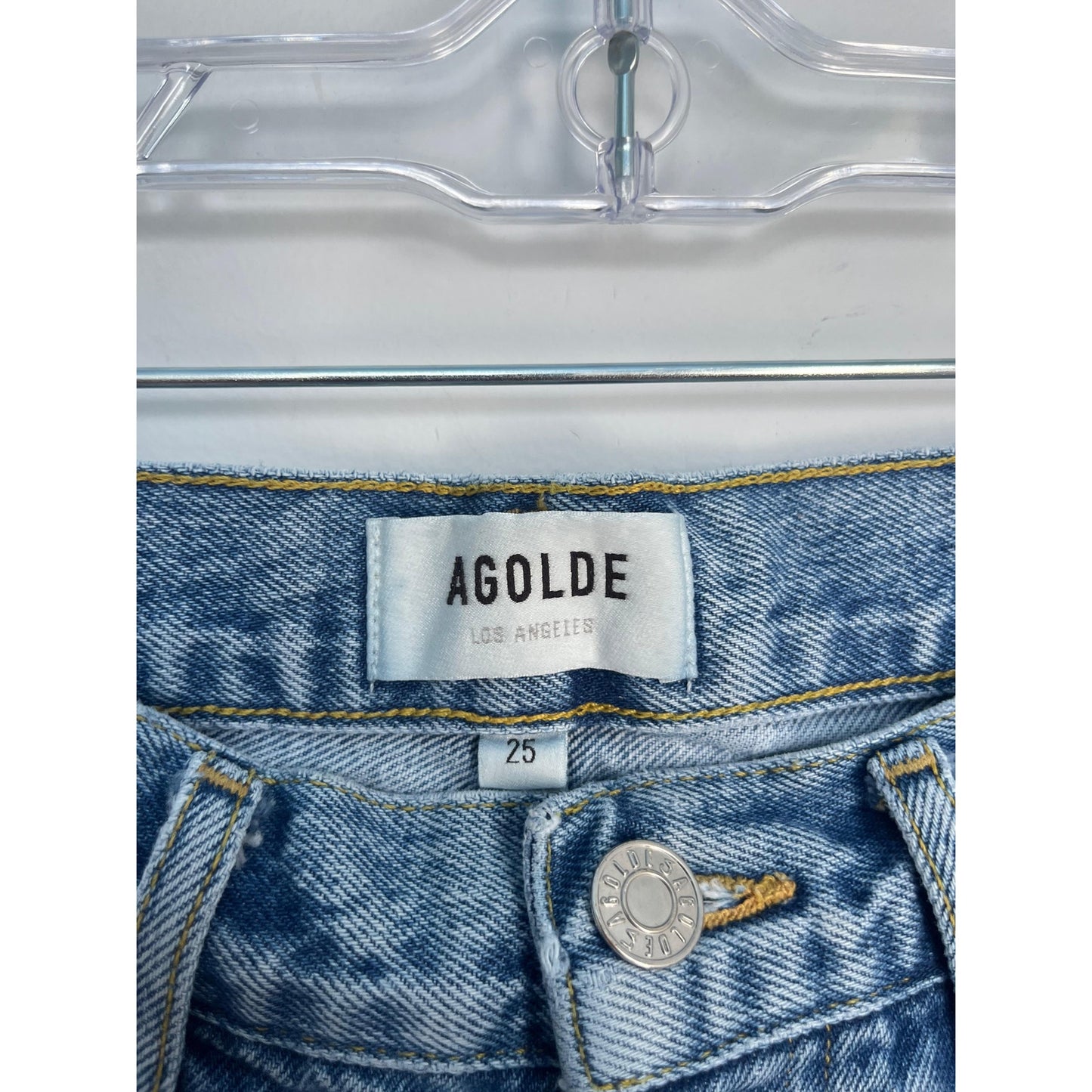 AGOLDE Parker Vintage Shorts Women 25 Blue Distressed Frayed Hem High Rise