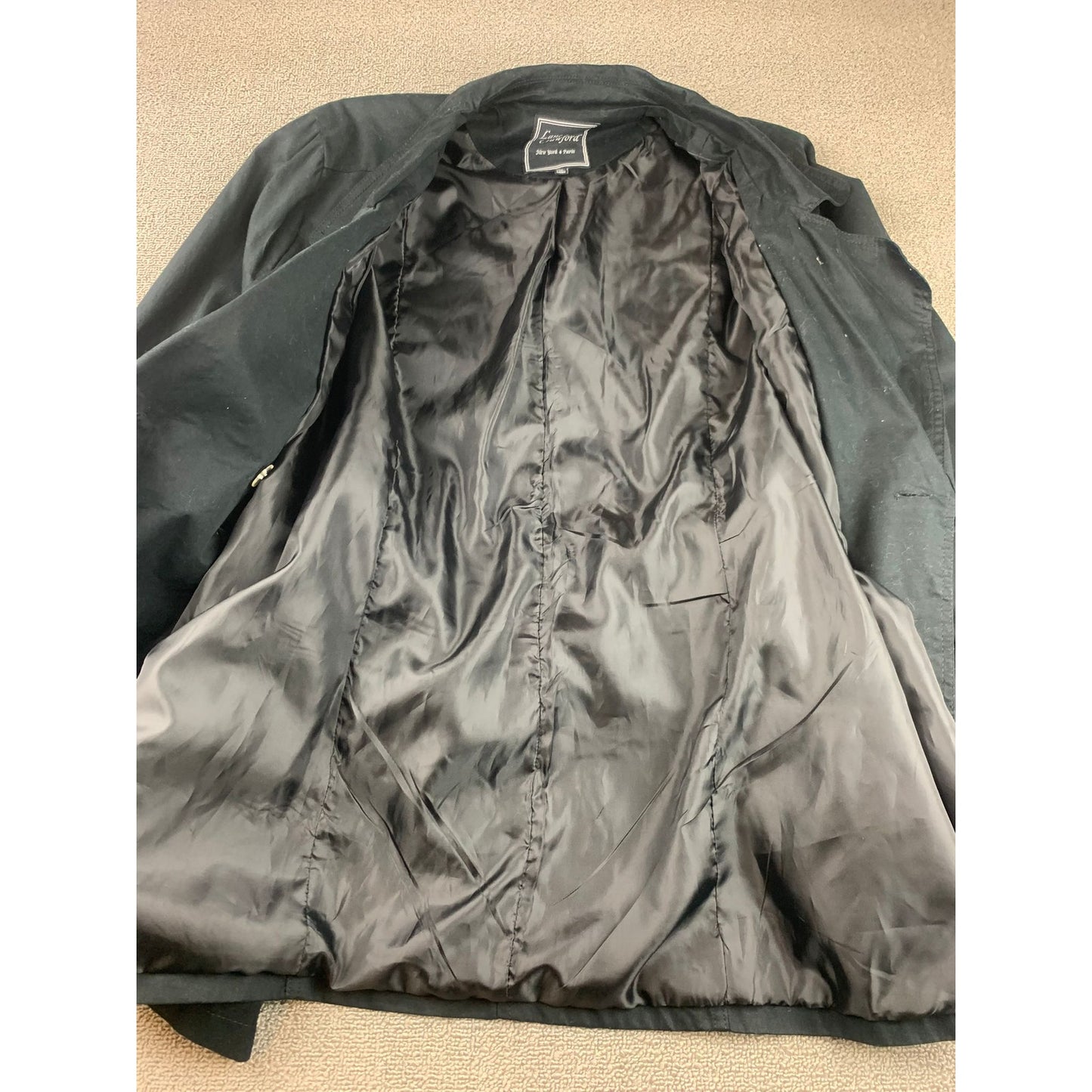 Lane Crawford Women's 2X Black Double-Breasted Trench Coat Jacket
