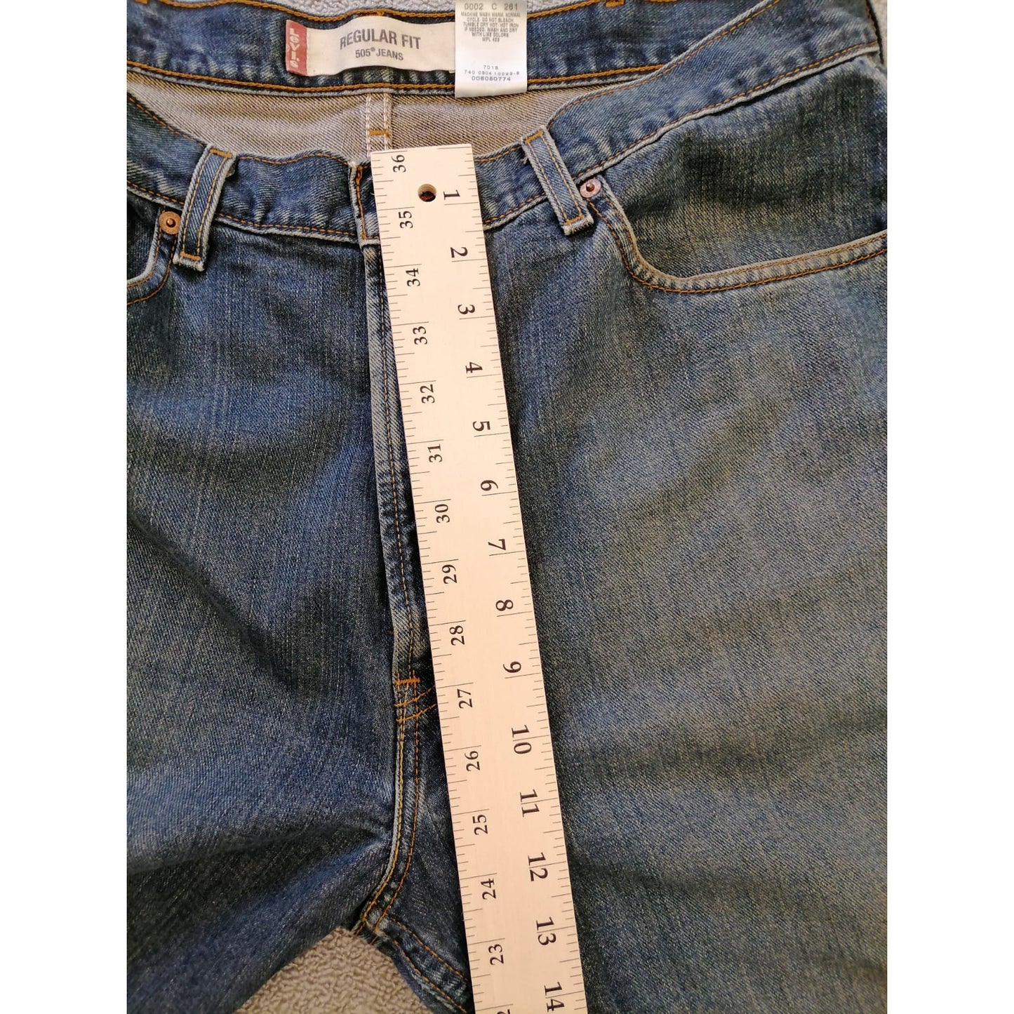 Levi's 505 Male W38 L34 Classic Blue Denim Jeans Regular Fit Durable Everyday