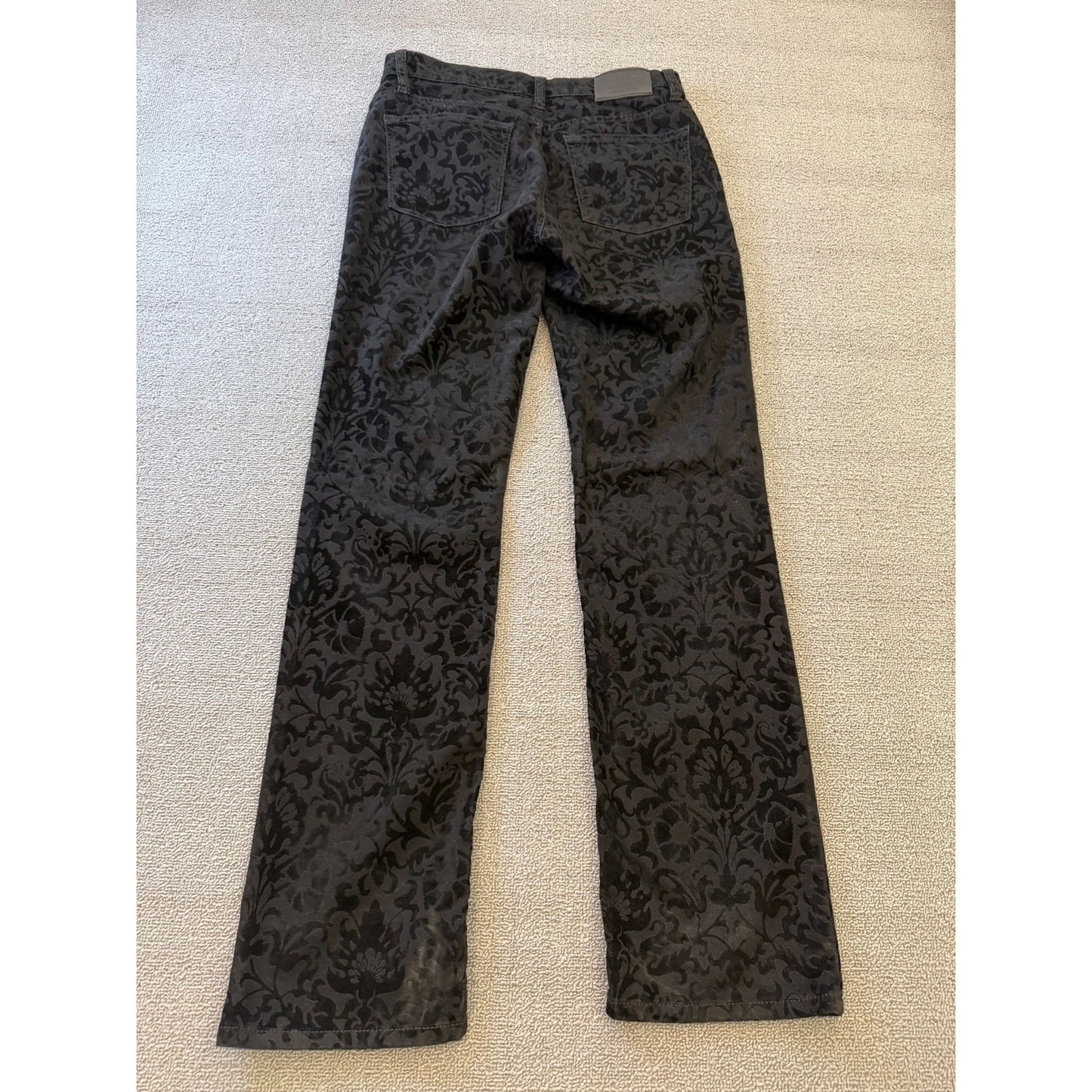 Polo Ralph Lauren Jeans Floral Patterned Velvet Female Size 8 Black Pants