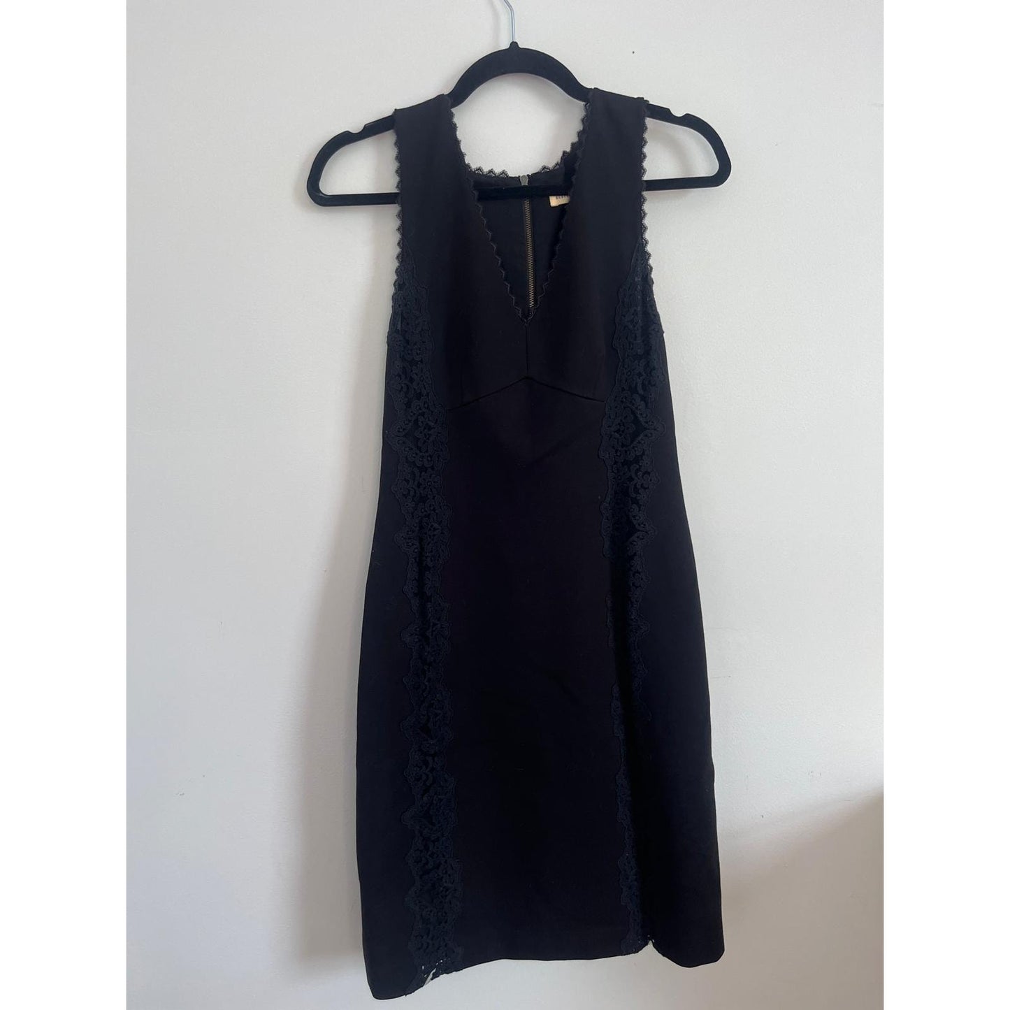 Rebecca Taylor Mini Dress Women 6 Black Lace Trim Sleeveless Cocktail