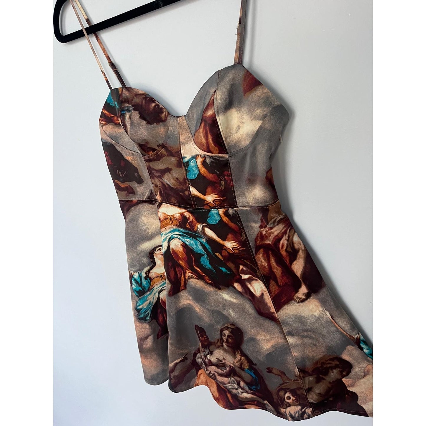 Urban Outfitters Mini Dress Women S Renaissance Print Strappy Skater Style