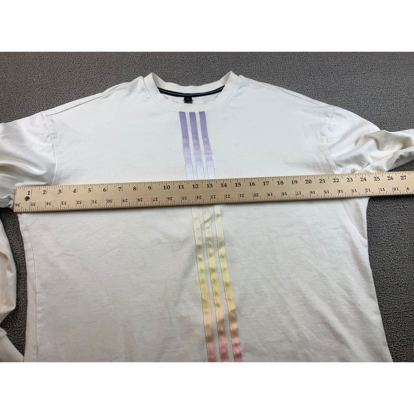 Adidas Kith Men's Medium White Striped Long Sleeve Colored Shirt Top
