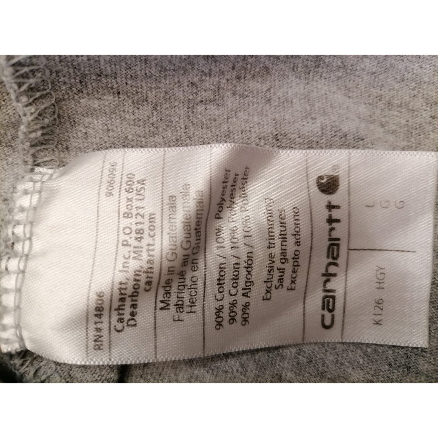 Carhartt Large Male Grey Long Sleeve Durable Pocket Cotton Shirt Work Wear