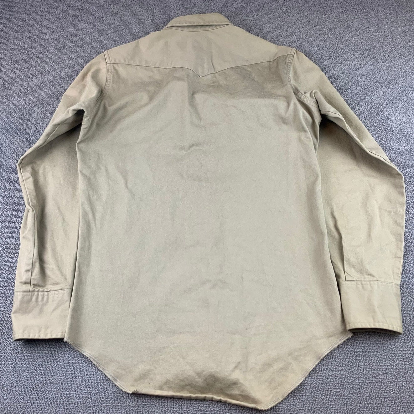 Wrangler Western Snap Shirt Mens 15 34 Khaki Beige Pearl Long Sleeve Regular Fit