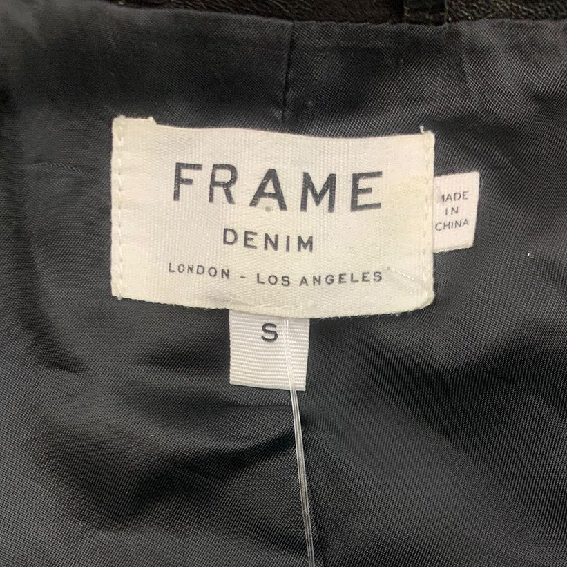 FRAME Denim Lamb Skin Moto Motorcycle Leather Biker Jacket Size Small