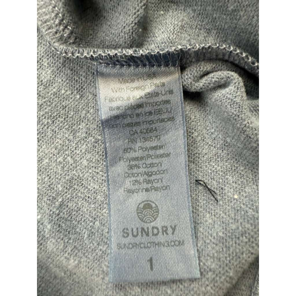 Sundry Pullover Hoodie Women 1 Blue Rainbow Stripe Sleeve Made USA