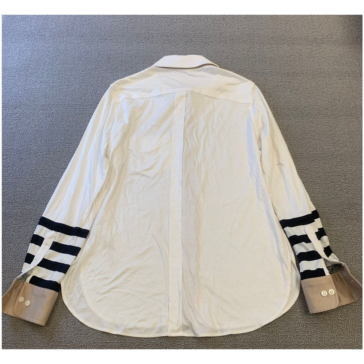 Per Se White Black Striped Button Down Shirt Women 8