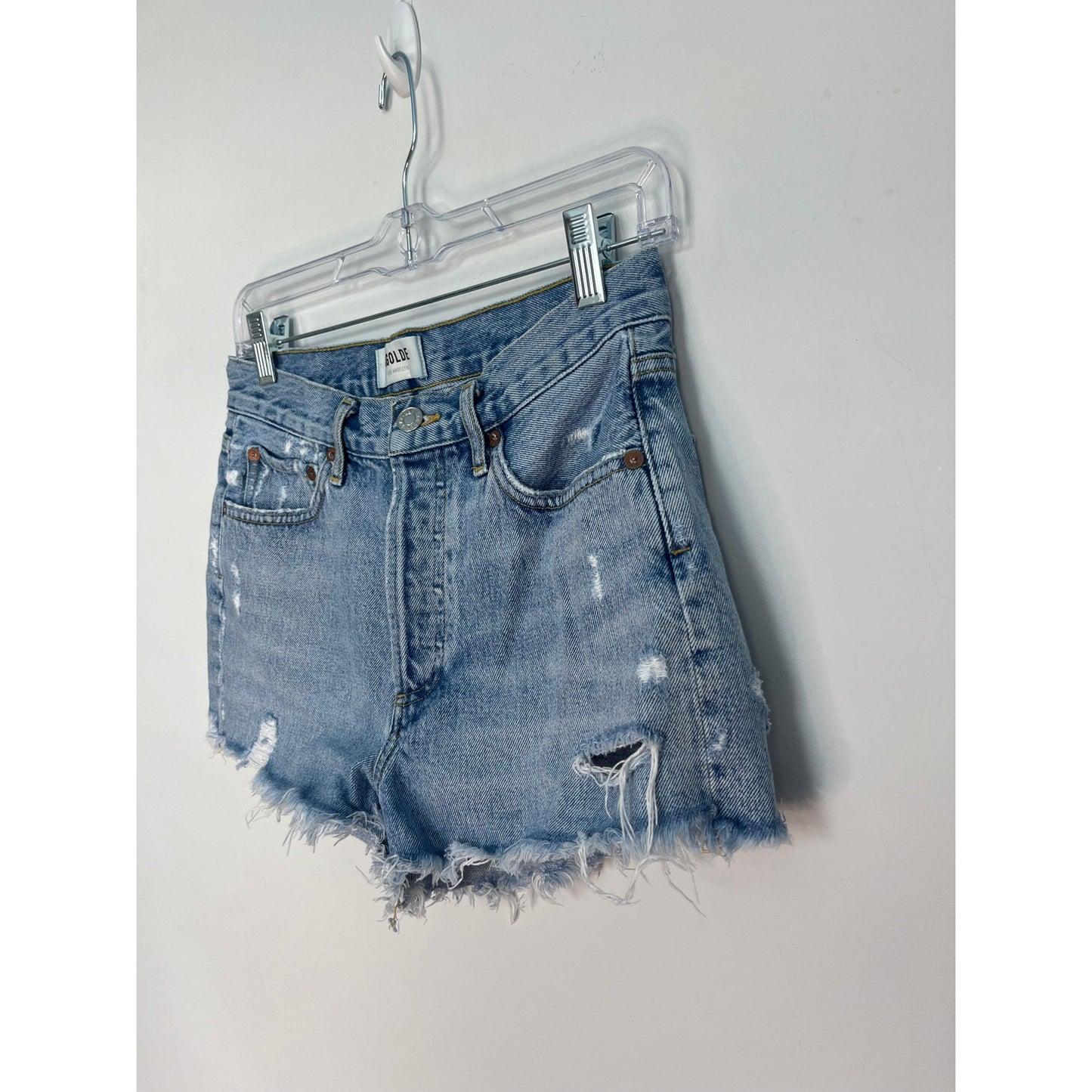 AGOLDE Parker Vintage Shorts Women 25 Blue Distressed Frayed Hem High Rise