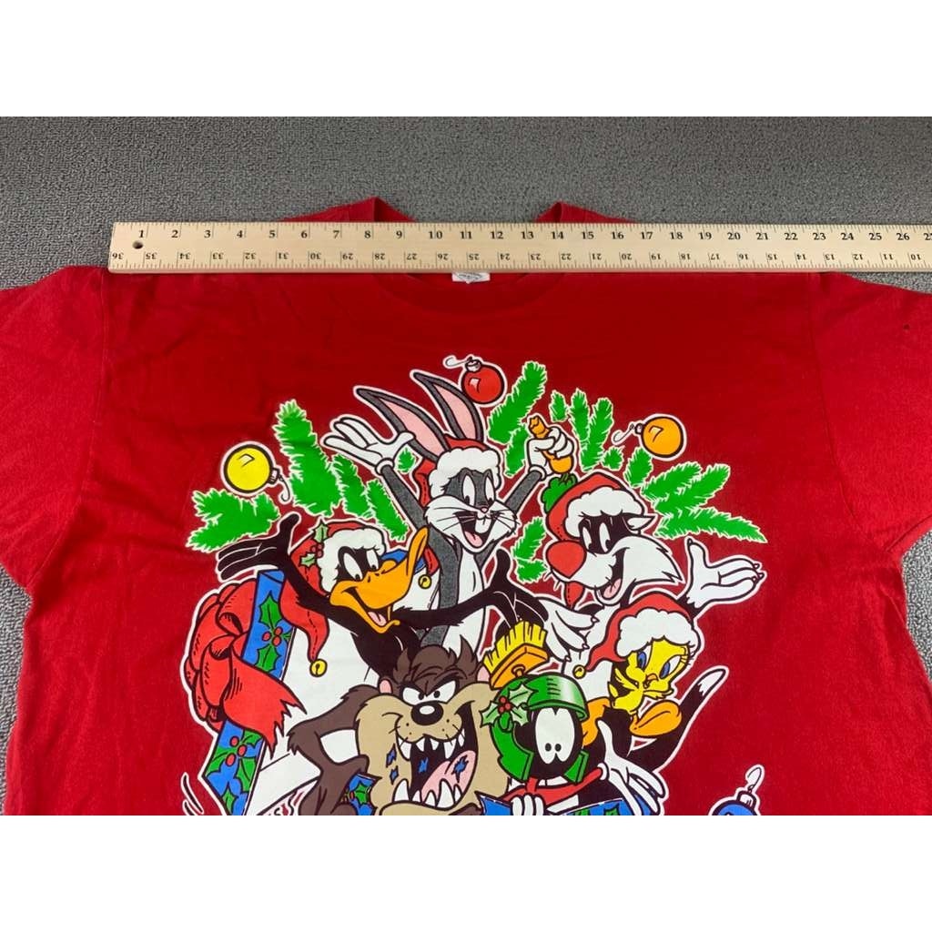 VINTAGE 1994 Looney Tunes XL Christmas Single Stitch Graphic Rap T Shirt