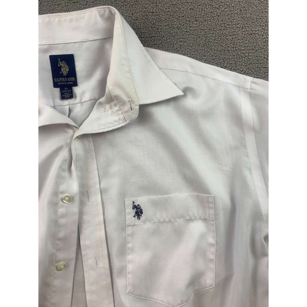 US POLO ASSN. White Button-Down Dress Shirt Wrinkle-Free Men's Size Extra Large
