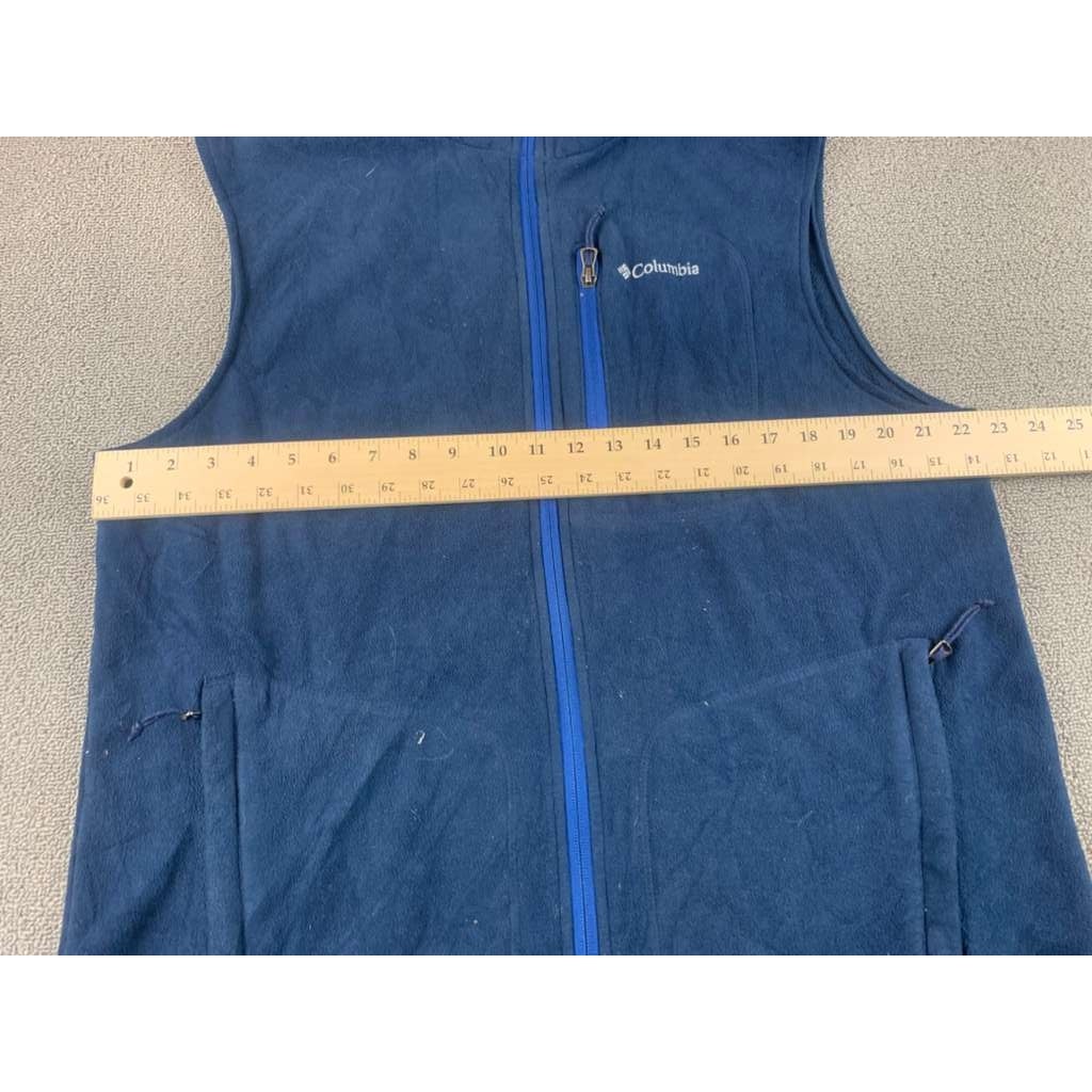 Columbia Men's Large Blue Sleeveless Full-Zip Outdoor Hiking Fleece Vest Jacket