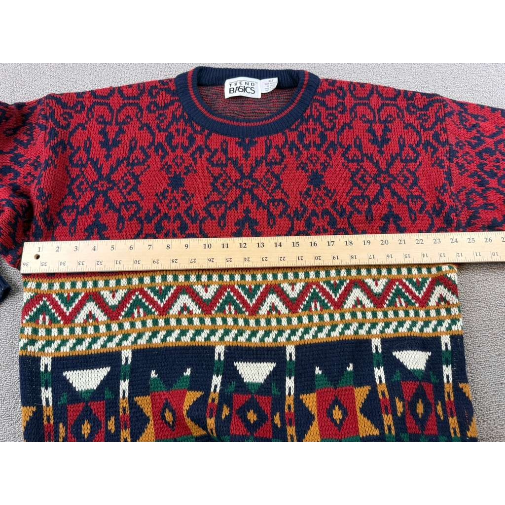 Vintage Trend Basics Men XLT Multi Geometric Aztec Korea Made Acrylic Knit