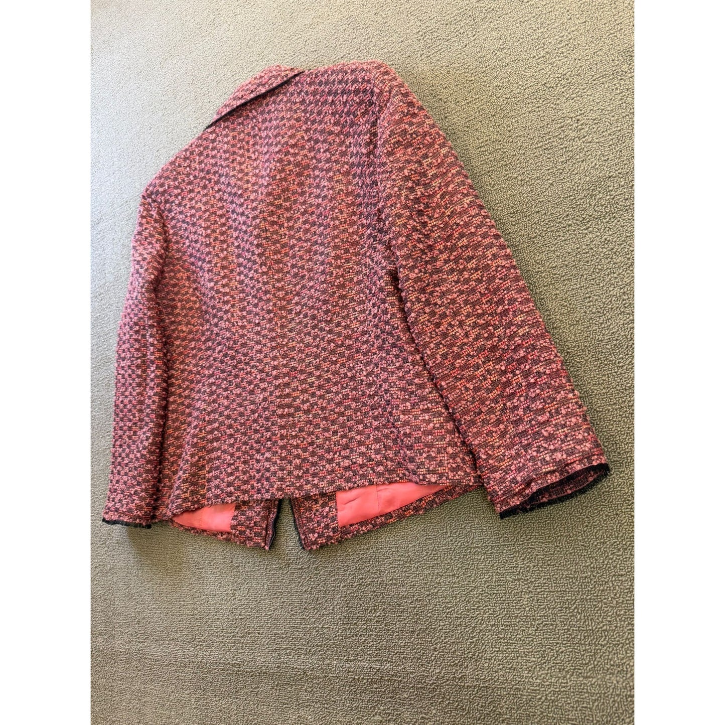 Emanuel Ungaro Size 14 Womens Pink Tweed Blazer Jacket
