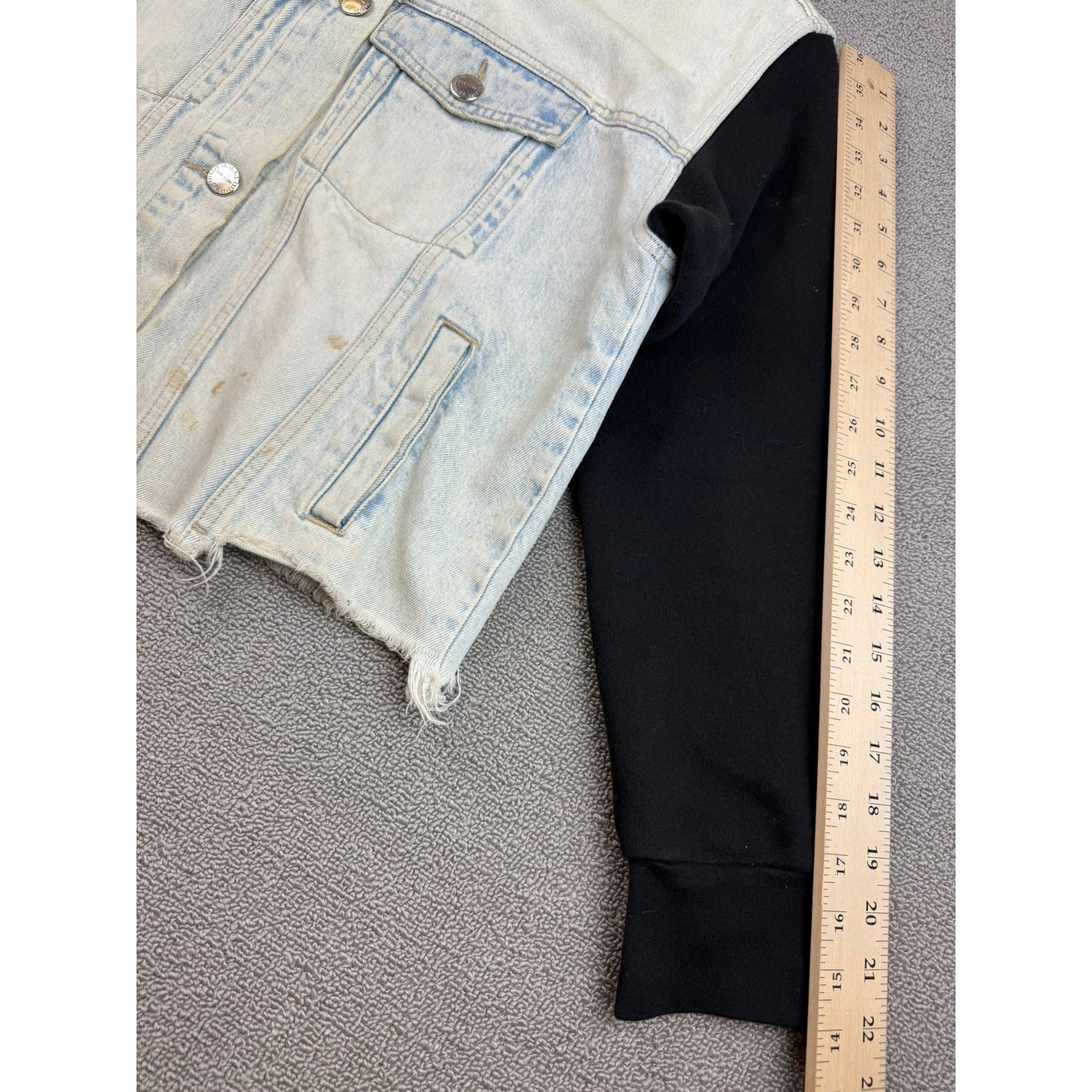 The Current Elliott Women's 2 The Conductor Hooded Cropped Denim Jacket