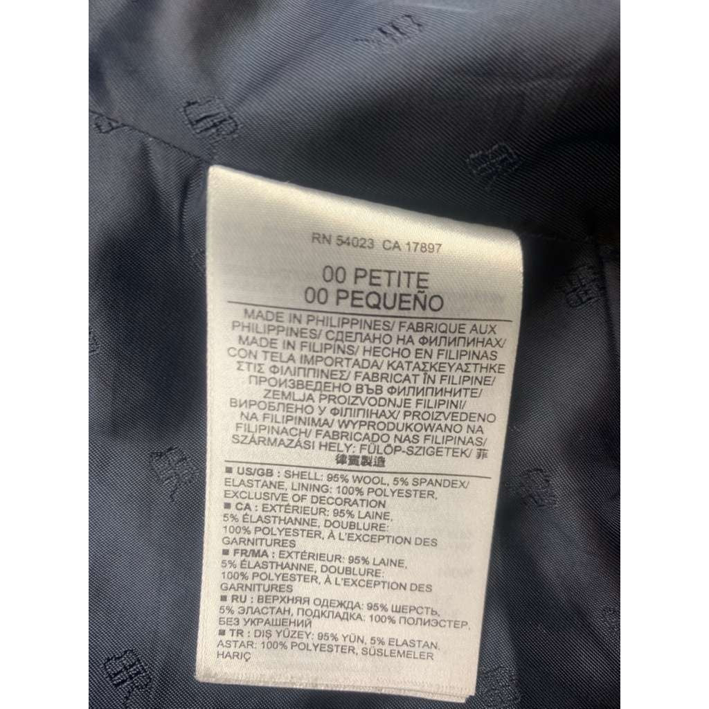 Banana Republic Women's Size 00 Petite Blue Wool Blend Two-Button Blazer