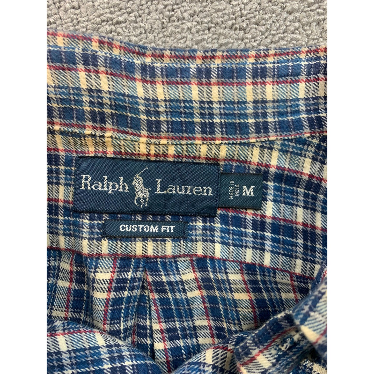 Ralph Lauren Men's Medium Classic Fit Checked Long Sleeve Button Down Polo Shirt