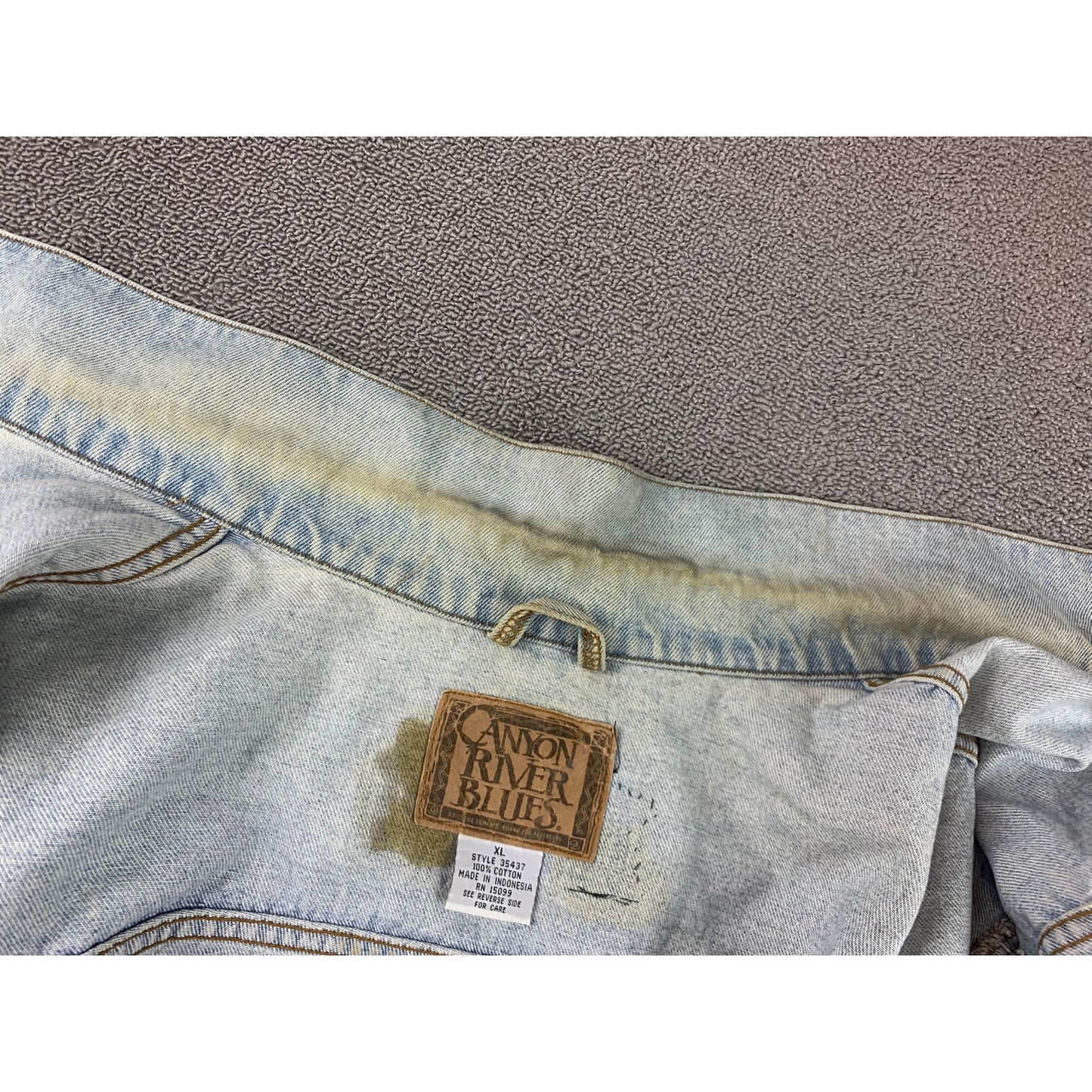 Vintage Canyon River Blues Men XL Denim Jacket With DIY Patches Indonesia Made