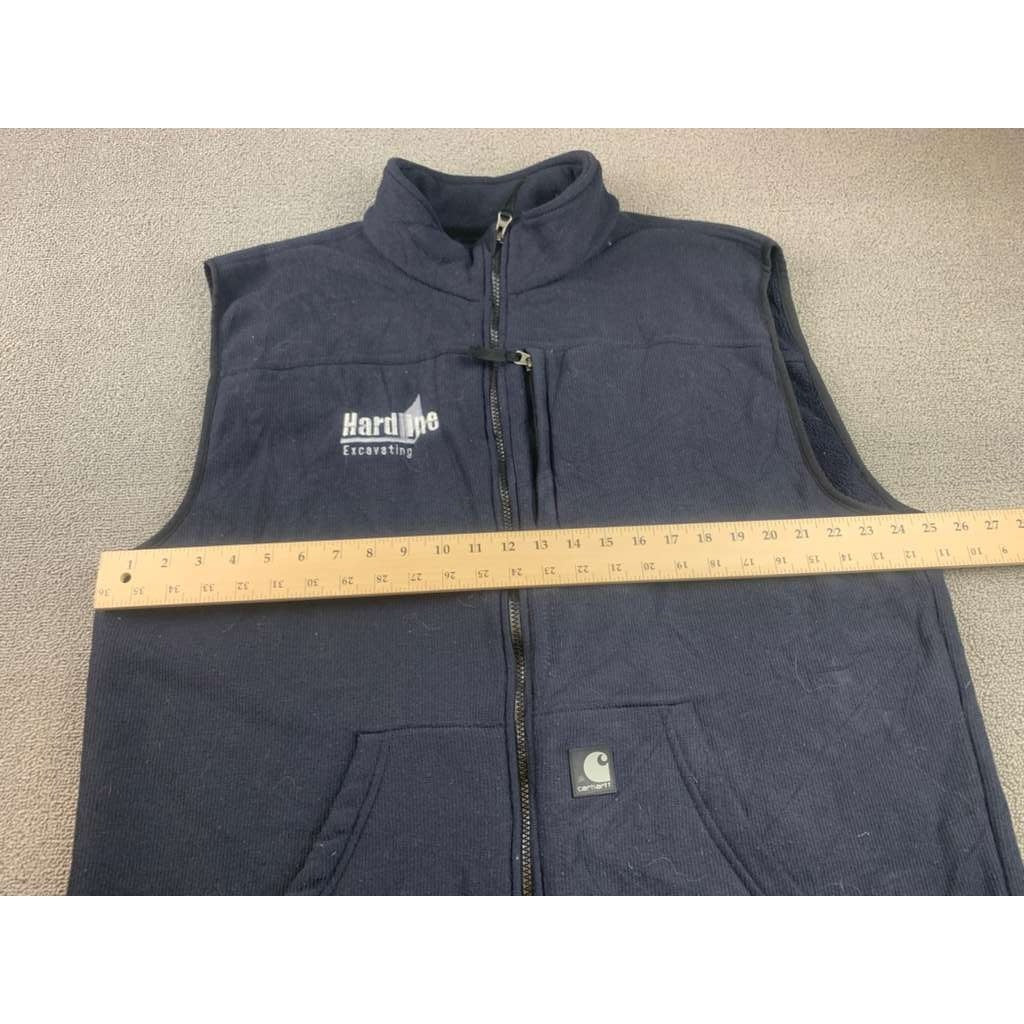 Carhartt Men's Size XXL Dark Blue Fleece Vest Full Zip Workwear Pocket