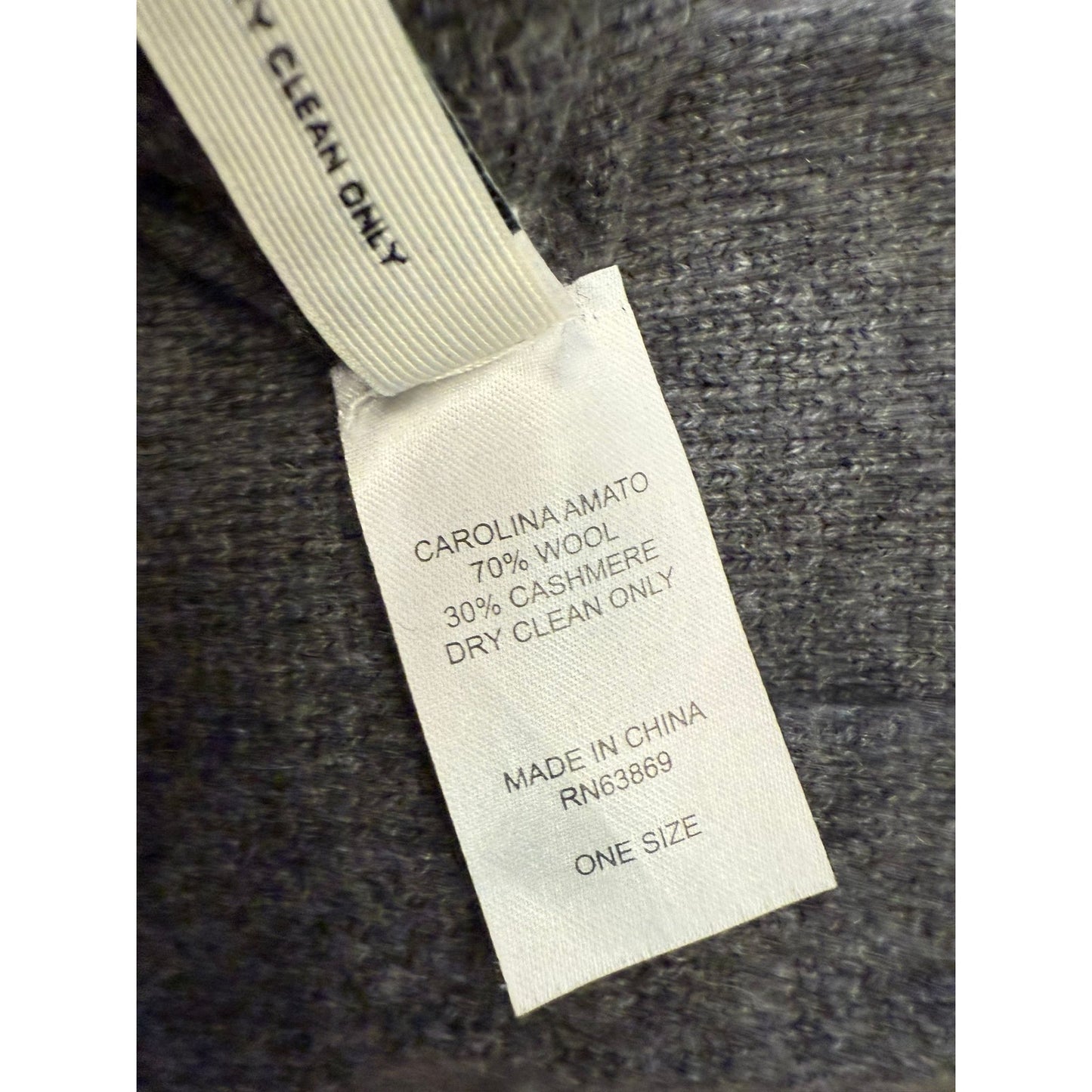 Carolina Amato Women's One Size Gray Wool Cashmere Blend Mittens NWT