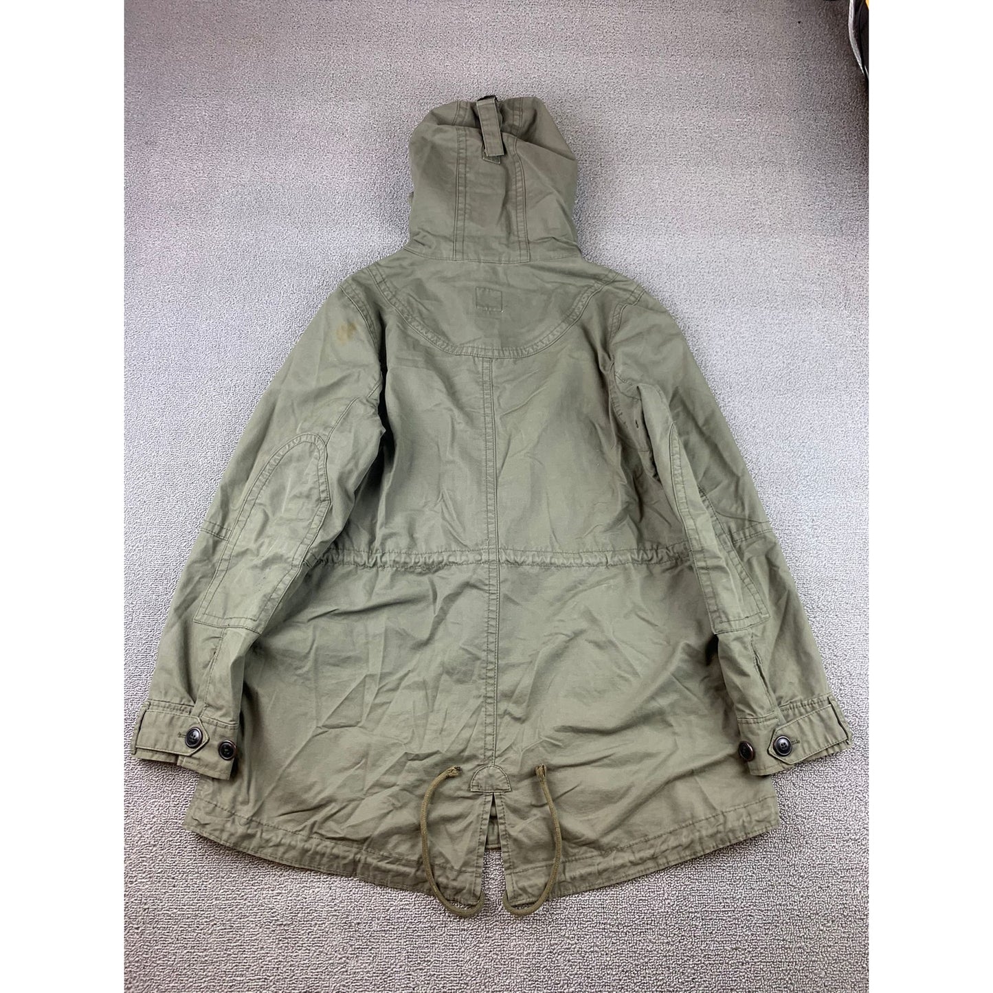 Gap Women’s Utility Field Jacket Sz M Hooded Full Zip Snap Draw String Waist