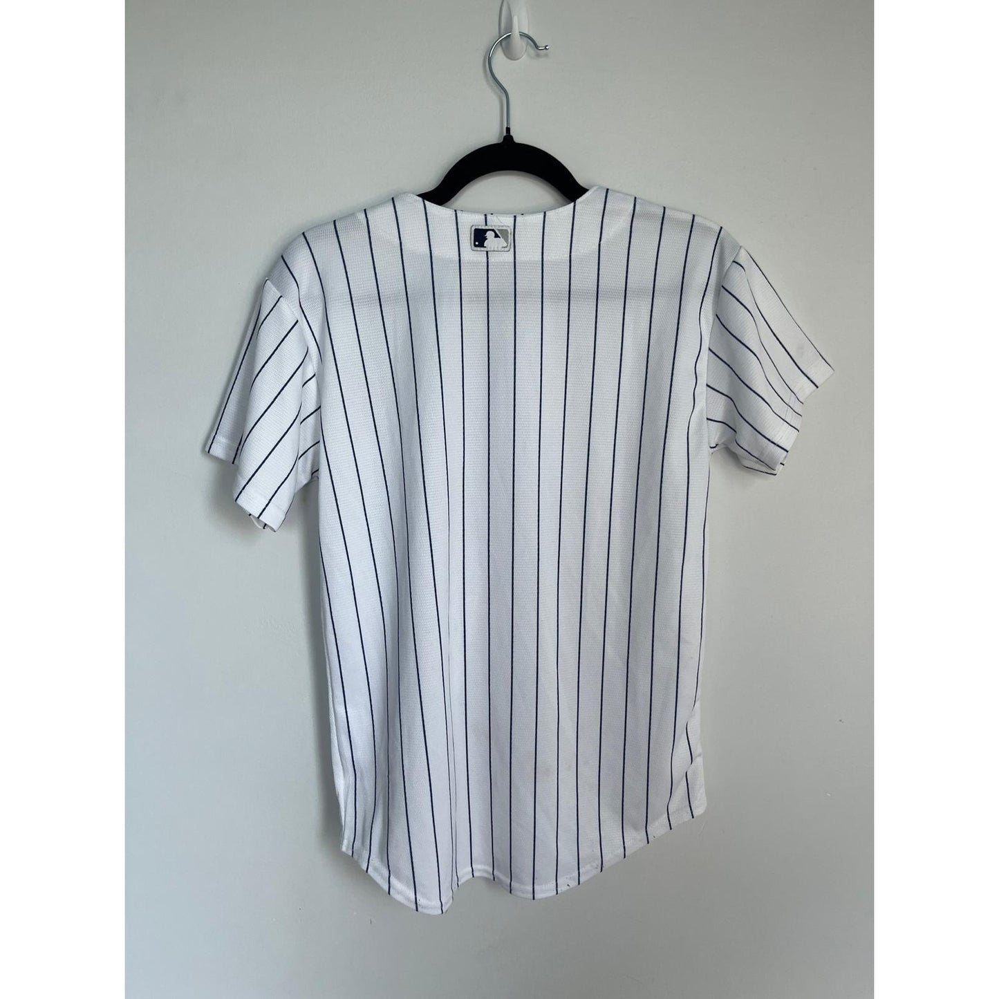 Majestic Yankees Jersey Youth L White Navy Pinstripe Cool Base
