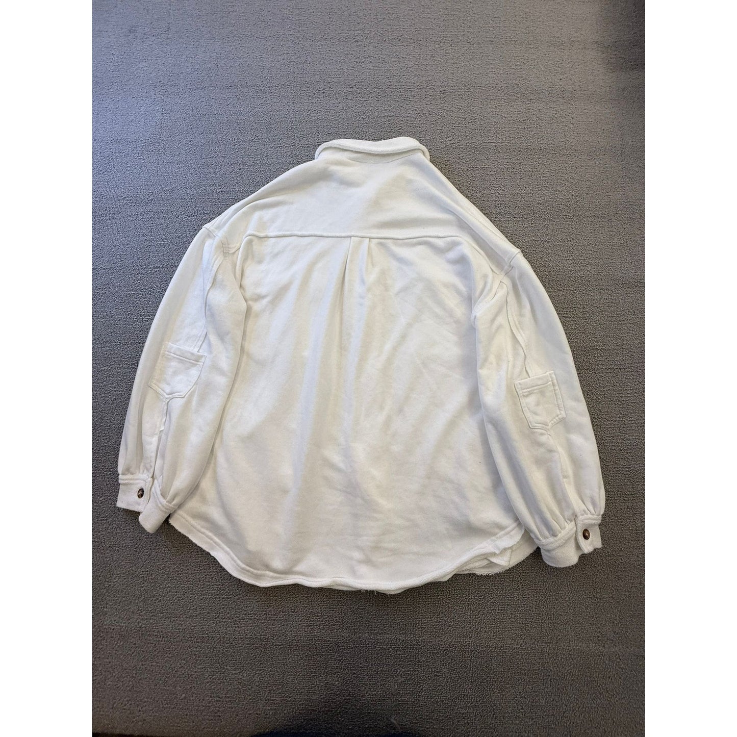 POL Women's Size Medium White Button-Up Shacket Jacket