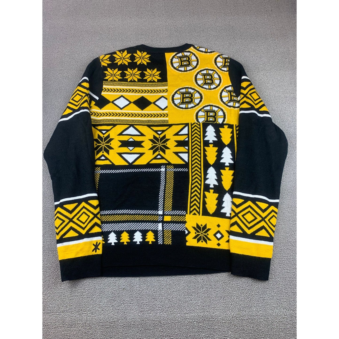 NHL Men's XL Yellow Black Boston Bruins Ugly Christmas Sweater