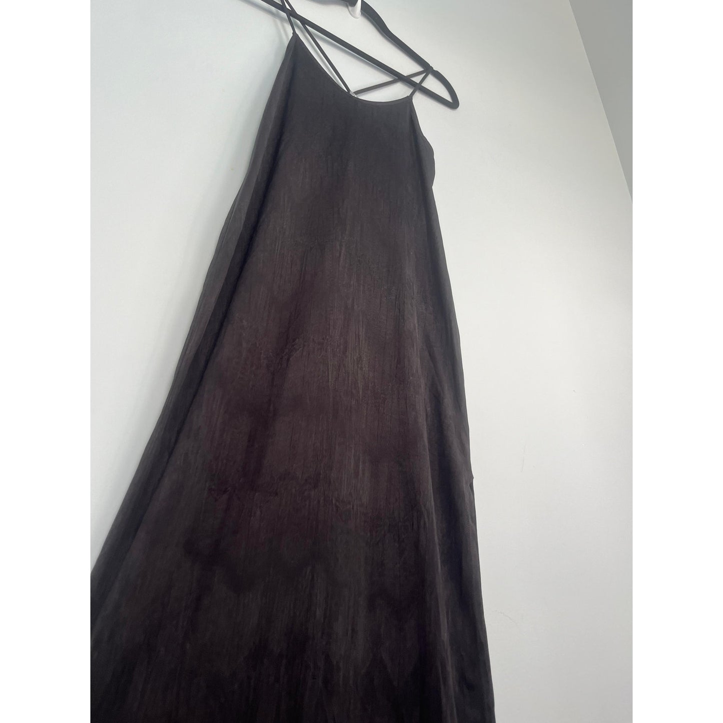 Free people Slip Dress Women XS Black Satin Crinkle Strappy Maxi