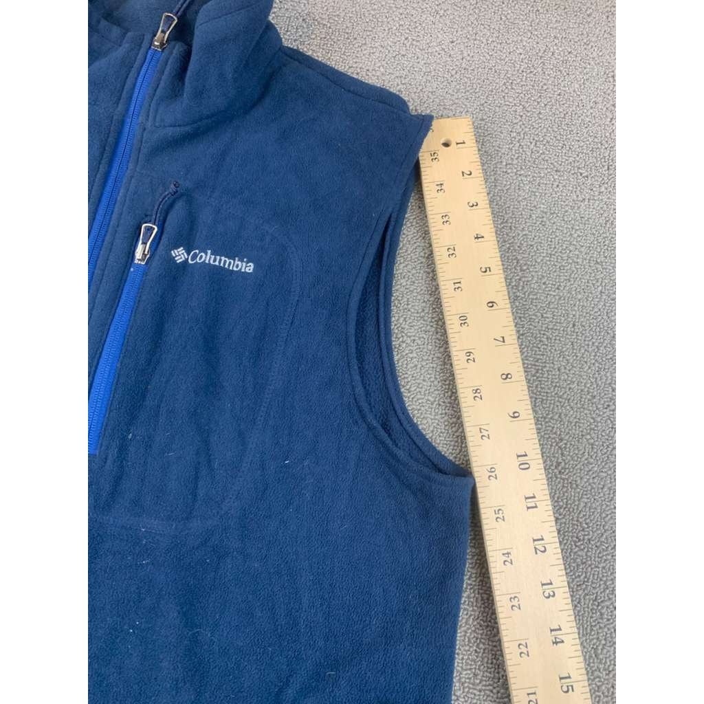 Columbia Men's Large Blue Sleeveless Full-Zip Outdoor Hiking Fleece Vest Jacket