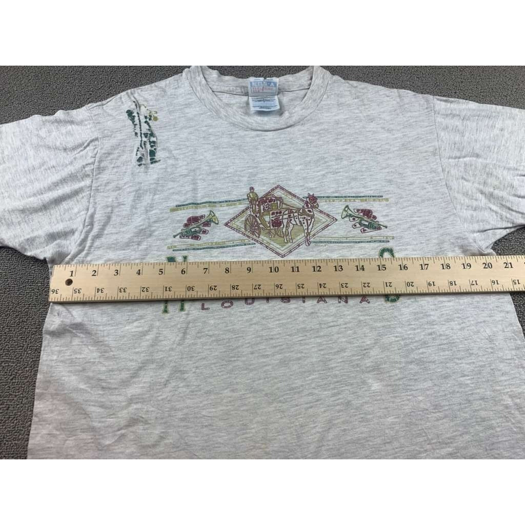 Hanes  Mens L Gray Beefy T New Orleans Louisiana T Shirt Heather 90's USA Made